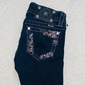 NEW Miss Me Dark Low Rise Sparkly Stretch Signature Skinny Jeans Size 26
